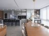 A modern open-plan kitchen and dining room.